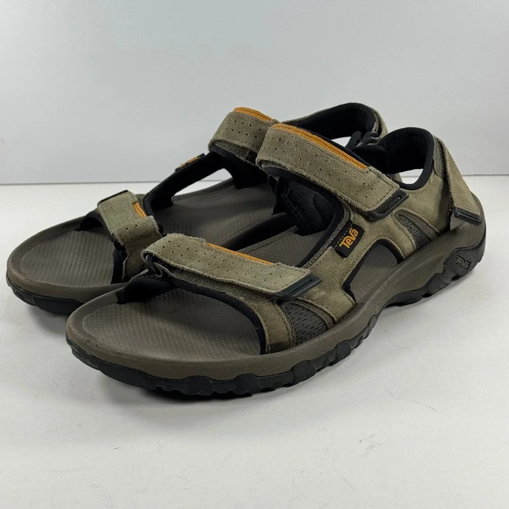 TEVA Men's Sandals Khaki Brown Adjustable Straps Outdoor Hiking Adventure‎ Sz 12